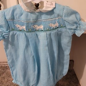 9 months smocked onesie